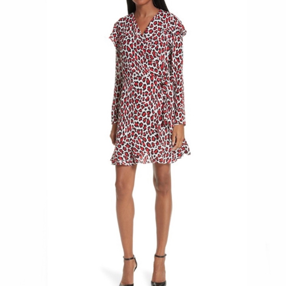 Robert Rodriguez Red and Black V-Neck Dress